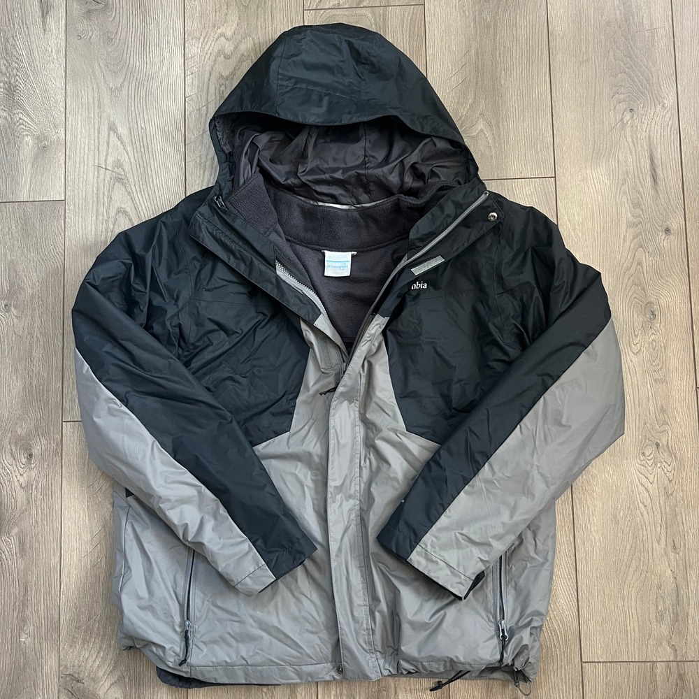 Columbia Mens XL Tunnel Falls Interchange Jacket 3 in 1 Shell & Fleece Liner
